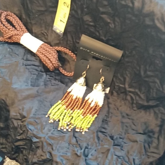 Multiple Strand Sead Bead Tassels Boho Dangling Earrings - Picture 2 of 4